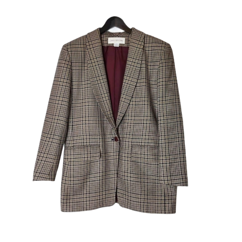 Vintage Jones New York Checkered Boyfriend Blazer